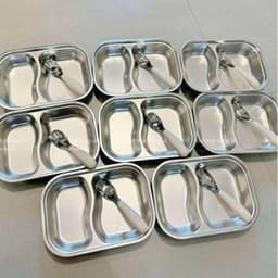 KHAY ĂN 2 NGĂN kèm thìa HÌNH THÚ -  Khay ăn dặm inox 304 Dễ THƯƠNG CHO CÁC be an toàn, dễ vệ sinH NHÀ TH 3
