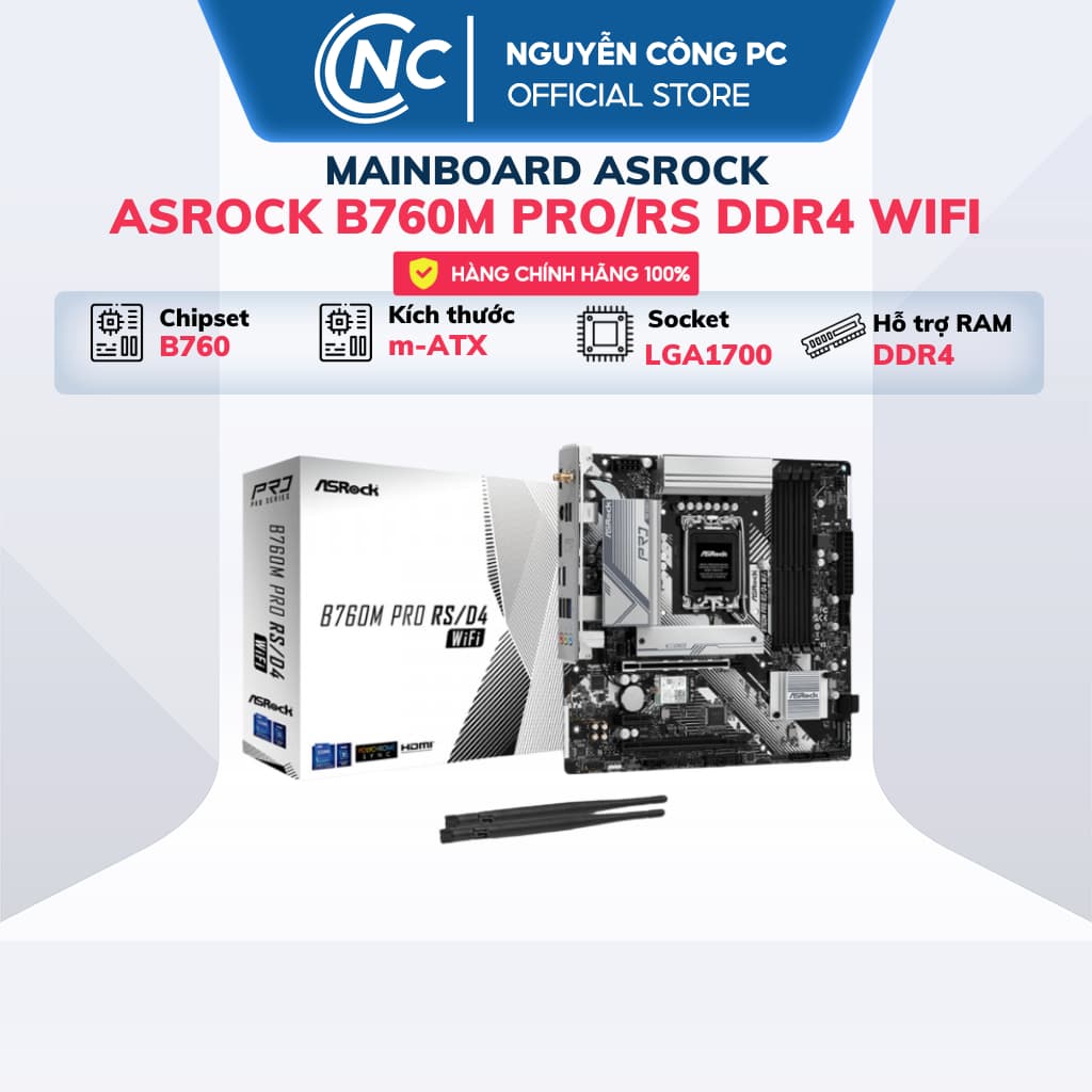 Mainboard Asrock B760M Pro/Rs DDR4 ( có bản WIFI ) - BH chính hãng 36 Tháng
