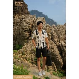 Áo sơ mi Nam ngắn tay DGC Dáng suông Smart Casual, họa tiết  trẻ trung, vải thoáng mát - SASNBE56M 6