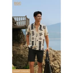 Áo sơ mi Nam ngắn tay DGC Dáng suông Smart Casual, họa tiết  trẻ trung, vải thoáng mát - SASNBE56M 4