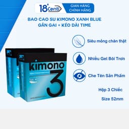 Kimono bao cao su có gân gai siêu mỏng 0.03 màu xanh Blue, Hộp 3 bcs 2