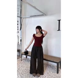 (Măc Được 2 Kiểu) ÁO TRỄ VAI -ÁO CỔ VUÔNG TAY NGẮN ÔM BODY NỮ COTTON MỊN BASIC m676 8