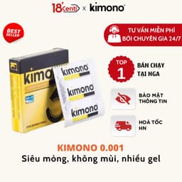 Kimono bao cao su siêu mỏng 0.02 màu vàng Gold chứa vitamin B cấp ẩm bôi trơn, Hộp 3 bcs - 18CENTI 1