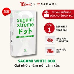 Bao Cao Su Sagami Whitie Box siêu mỏng, kéo dài thời gian, gân gai 3D, hương thơm thế hệ mới hàng chính hãng  - 18CENTI 1