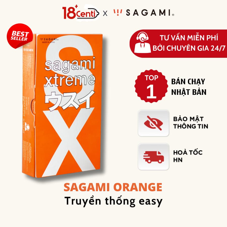 Bao cao su Sagami Orange kiểu truyền thống hộp 10 chiếc