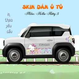 Decal ô tô trang trí Hello Kitty 3D dễ thương, da chống nước, không để lại keo, in ảnh HD theo yêu cầu. 4