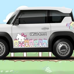 Decal ô tô trang trí Hello Kitty 3D dễ thương, da chống nước, không để lại keo, in ảnh HD theo yêu cầu. 1