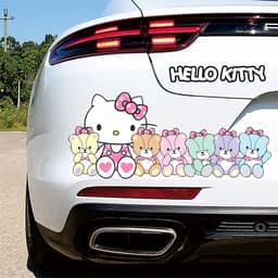 Decal ô tô trang trí Hello Kitty 3D dễ thương, da chống nước, không để lại keo, in ảnh HD theo yêu cầu. 2