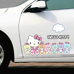 Decal ô tô trang trí Hello Kitty 3D dễ thương, da chống nước, không để lại keo, in ảnh HD theo yêu cầu. 3