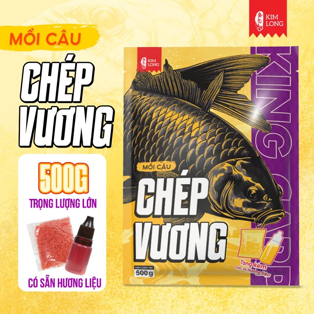 Mồi Câu Chép Vương KIM LONG 500g - 3 Trong 1 (kèm hương liệu và gạo xả)