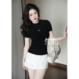 Áo thun đính logo JUSTDUN form ôm body cotton mịn thoáng mát Z50 8