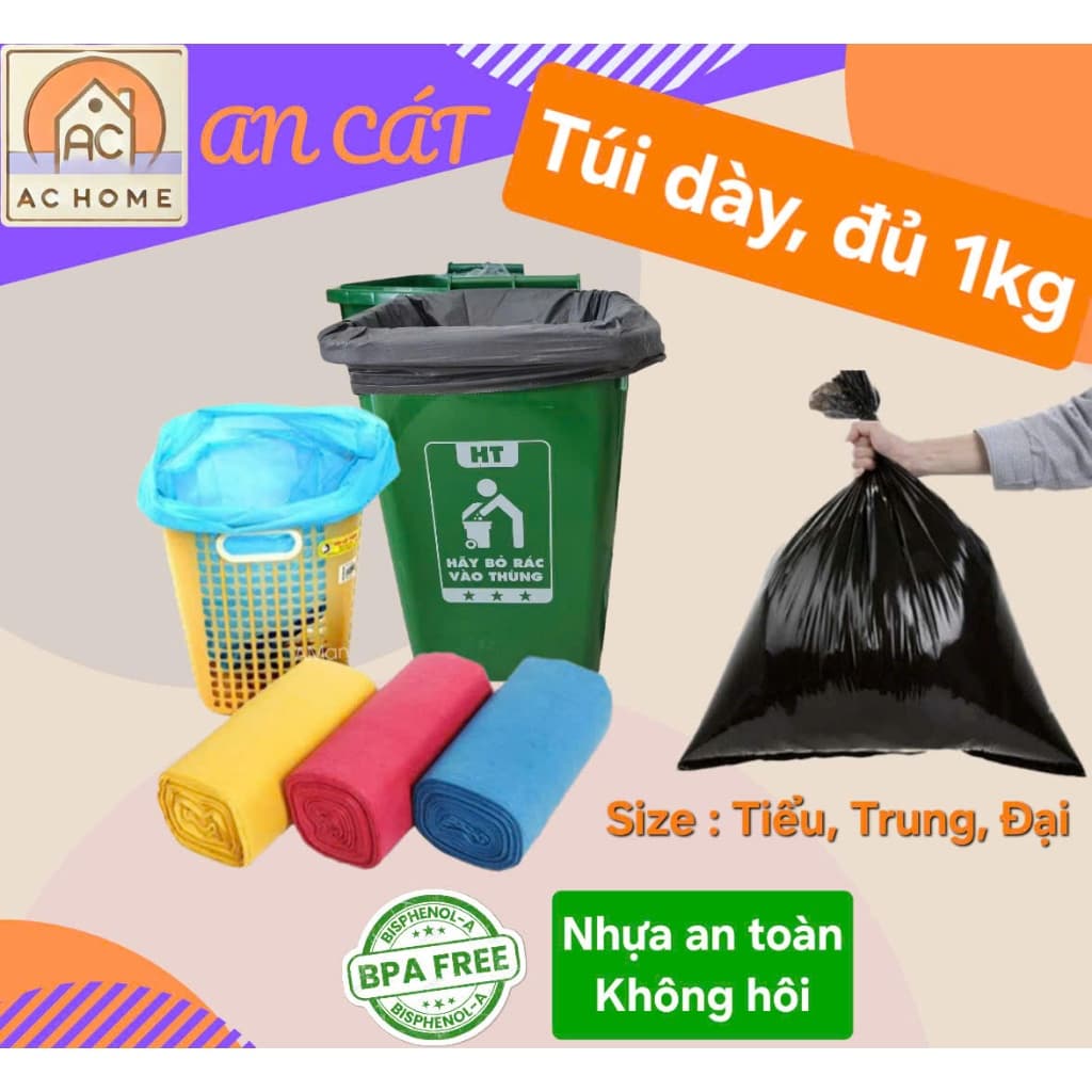 Combo 3 Cuộn Túi Rác Tự Phân Hủy 1kg – Túi Dày Dai, Chịu Nhiệt, Sinh Học, Thân Thiện Môi Trường