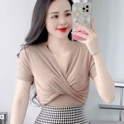 Áo Thun Nữ Bigsize Nhũ Kim Tuyến Xoắn Ngực Tay Ngắn Ôm Body Dễ Thương LiMo MS026 2
