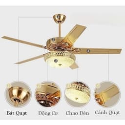 'CHÍNH HÃNG' Quạt Trần Lato 5 Cánh Lõi Đồng có đèn, thiết kế màu vàng kim giúp quạt vừa đẹp vừa sang 6