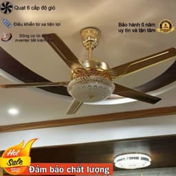 'CHÍNH HÃNG' Quạt Trần Lato 5 Cánh Lõi Đồng có đèn, thiết kế màu vàng kim giúp quạt vừa đẹp vừa sang 7