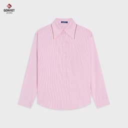 [ẨN] Áo sơ mi kẻ suông nữ GENVIET JEANS dài tay đính đá lấp lánh thanh lịch trẻ trung basic 8978 2