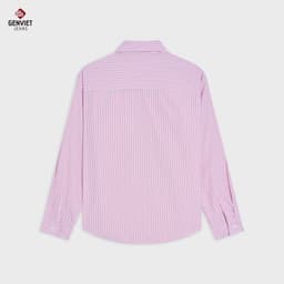 [ẨN] Áo sơ mi kẻ suông nữ GENVIET JEANS dài tay đính đá lấp lánh thanh lịch trẻ trung basic 8978 5