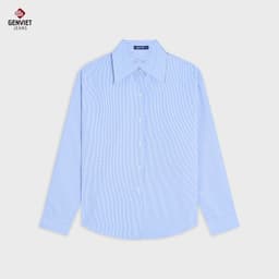 [ẨN] Áo sơ mi kẻ suông nữ GENVIET JEANS dài tay đính đá lấp lánh thanh lịch trẻ trung basic 8978 8