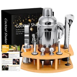 Bộ 12 món dụng cụ pha chế shaker trà sữa cocktail cao cấp đi kèm đế gỗ - T0505 2