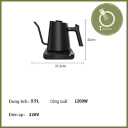 Ấm đun nước cổ ngỗng điều chỉnh được nhiệt độ đun 900ml [ MẪU NẮP CHÉO ] 6
