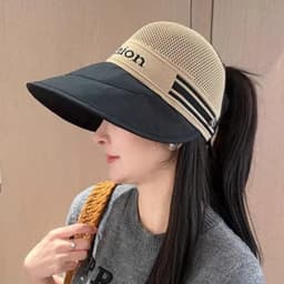 ''Mũ hở nửa" FASHION " - Nó cói rộng vành có nút cài khẩu trang chống nắng ''T/LINH'' 5