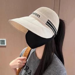 ''Mũ hở nửa" FASHION " - Nó cói rộng vành có nút cài khẩu trang chống nắng ''T/LINH'' 4