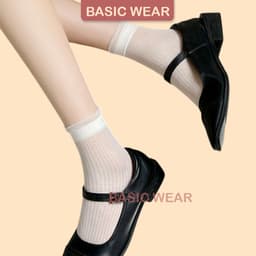 Set 3 Đôi Tất Nữ Siêu Mỏng Thoáng Khí Tất Ren Phối Lưới Cổ Bèo Tiểu Thư Màu Trắng Kem TT69 4