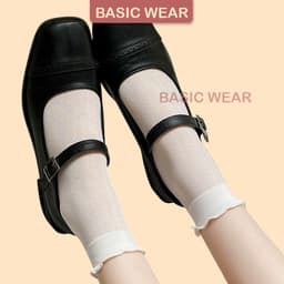 Set 3 Đôi Tất Nữ Siêu Mỏng Thoáng Khí Tất Ren Phối Lưới Cổ Bèo Tiểu Thư Màu Trắng Kem TT69 5