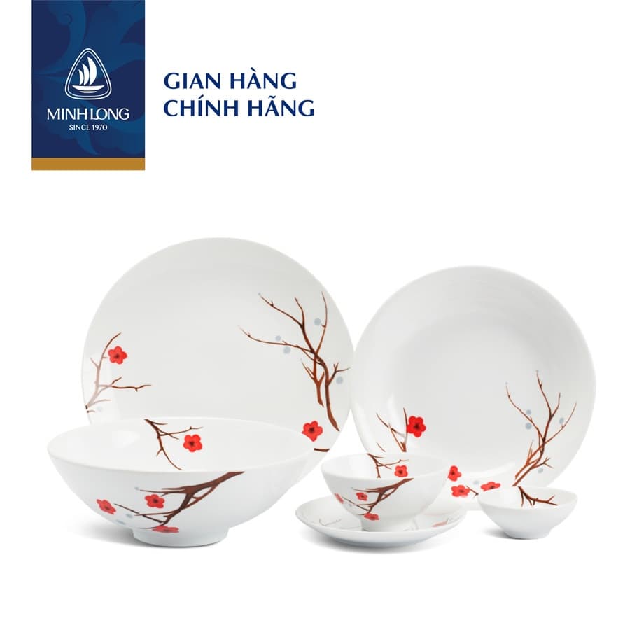 Bộ Chén Dĩa Sứ Cao Cấp Minh Long - Daisy - Hồng Mai