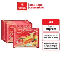 [Combo Halloween] Set 5 Gói Mì Tươi Bò Xốt Vang/Thịt Bằm/Tôm Chua Cay VIFON - Sợi Dai Ngon, 70g/Gói 6