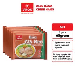 [VOUCHER HOT 10%] Set 5 Gói Bún Bò Huế/Bún Giò Heo/Bún Tôm VIFON - Thơm Ngon Truyền Thống, 65g/Gói 5