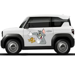Miếng dán ô tô hình mèo Tom và chuột Jerry dễ thương, chống nước, che vết xước kính hậu. 3