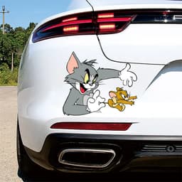 Miếng dán ô tô hình mèo Tom và chuột Jerry dễ thương, chống nước, che vết xước kính hậu. 1