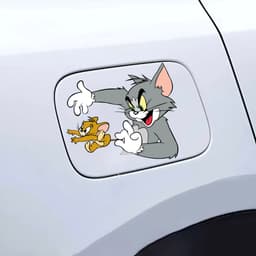 Miếng dán ô tô hình mèo Tom và chuột Jerry dễ thương, chống nước, che vết xước kính hậu. 4