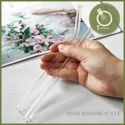 Ống hút thủy tinh trong suốt thẳng, cong 20cm 2