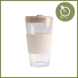Cốc thủy tinh có nắp đậy, bọc da pha đồ uống mang đi 490ml (kèm ống hút) 3