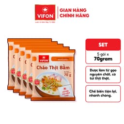 Set 5 Gói Cháo Thịt Gà/Bằm/Cháo Sườn/Nấm Đông Cô/Trứng Muối/Thịt Bò VIFON - Thịt Thật 70g/Gói 7