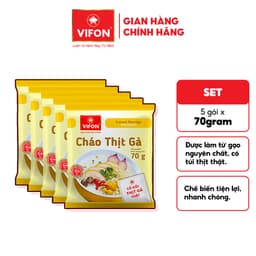 Set 5 Gói Cháo Thịt Gà/Bằm/Cháo Sườn/Nấm Đông Cô/Trứng Muối/Thịt Bò VIFON - Thịt Thật 70g/Gói 8