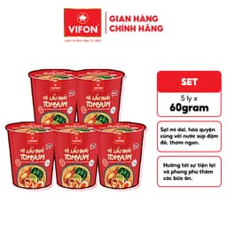 Set 5 Ly Mì Vị Lẩu Thái Tomyum/Lẩu Thái Tôm VIFON 60g/Ly 8