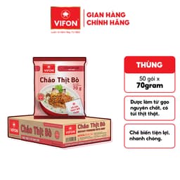 [VOUCHER HOT 10%] Thùng 50 gói Cháo Thịt Bò/ Thịt Bằm/ Sườn/ Trứng Muối/ Nấm Đông Cô VIFON có Gói Thịt Thật  70gr / Gói 7