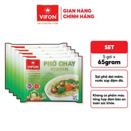 [VOUCHER HOT 10%] Set 5 Gói Phở Vị Bò/Gà/Chay Rau Nấm VIFON - Sợi Dai Mềm, Đậm Đà, 65g/Gói 6
