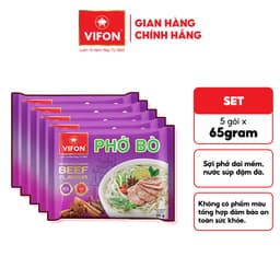 [VOUCHER HOT 10%] Set 5 Gói Phở Vị Bò/Gà/Chay Rau Nấm VIFON - Sợi Dai Mềm, Đậm Đà, 65g/Gói 4