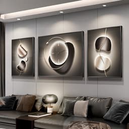 Tranh treo tường bộ 3 tranh đồng hồ trừu tượng decor phòng khách phòng ngủ nhà hàng khách sạn 4