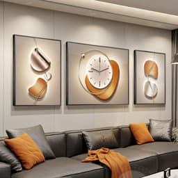 Tranh treo tường bộ 3 tranh đồng hồ trừu tượng decor phòng khách phòng ngủ nhà hàng khách sạn 1