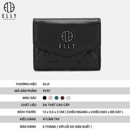 [Tặng hộp 20.10] Ví nữ da thật ELLY EV97 cao cấp nhiều ngăn nhỏ gọn sang trọng chính hãng 3