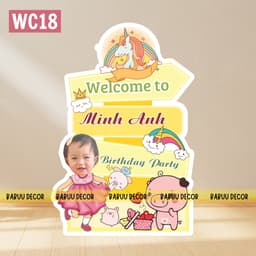Cây Welcome trang trí bàn tiệc sinh nhật thôi nôi đầy tháng bé trai bé gái 9