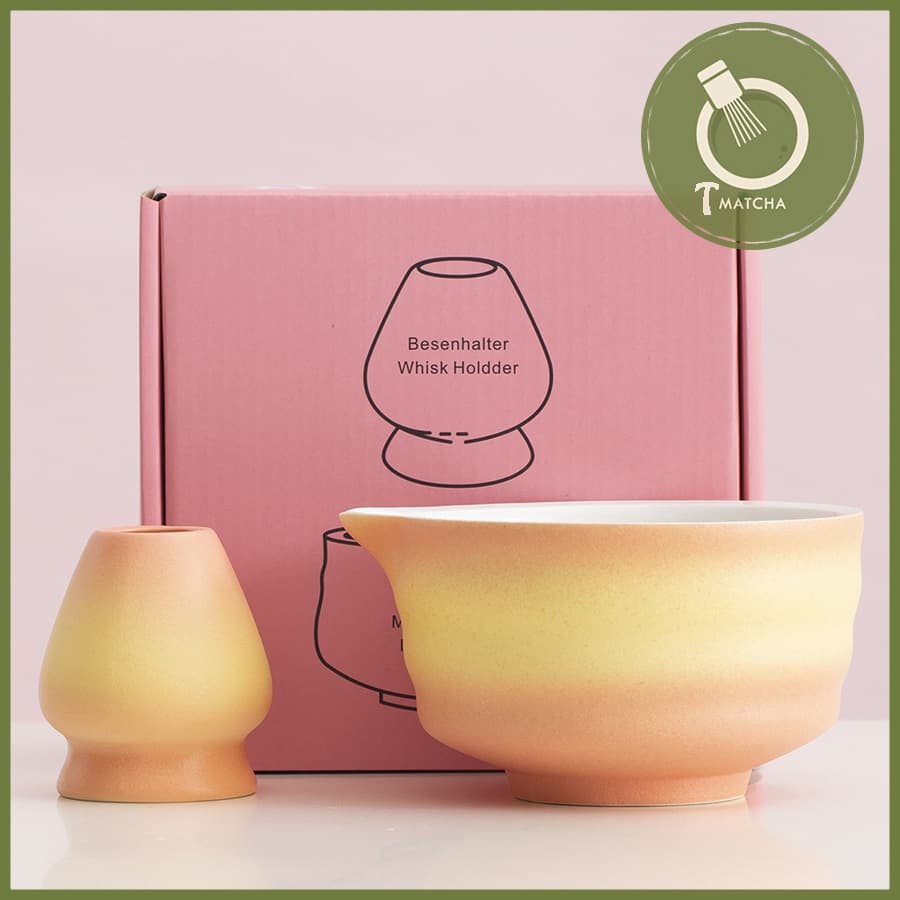 Bộ combo bát chawan và đế gác chổi chasen pha matcha ( mã CW-09)