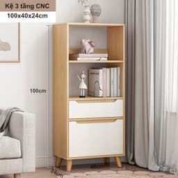 Tủ bắc âu CNC FULL HẬU, kệ sách để sàn đa năng, tủ sách có ngăn kéo tiện lợi chất liệu gỗ chống mối mọt MDF TAGO 7