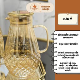 Bộ Bình Nước Hàng Cao Cấp Chất Liệu Thủy Tinh Chịu Nhiệt Màu Hổ Phách Vân Tổ Ong Kèm Khay Và Giá úp Hươu 4