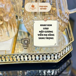 Bộ Bình Nước Hàng Cao Cấp Chất Liệu Thủy Tinh Chịu Nhiệt Màu Hổ Phách Vân Tổ Ong Kèm Khay Và Giá úp Hươu 6